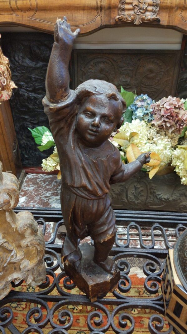 19th Century Carved Wood Cherub