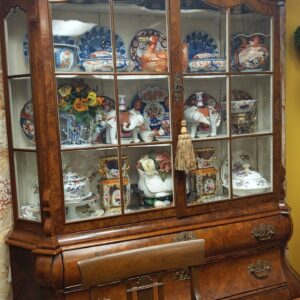 18th Century Kettle Base Dutch Burl Walnut Display Cabinet - M.D. Antiques in Richardson and Dallas Tx.