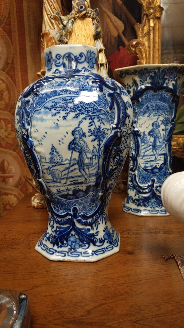 Blue and White Garniture Set - M.D. Antiques in Richardson and Dallas Tx.