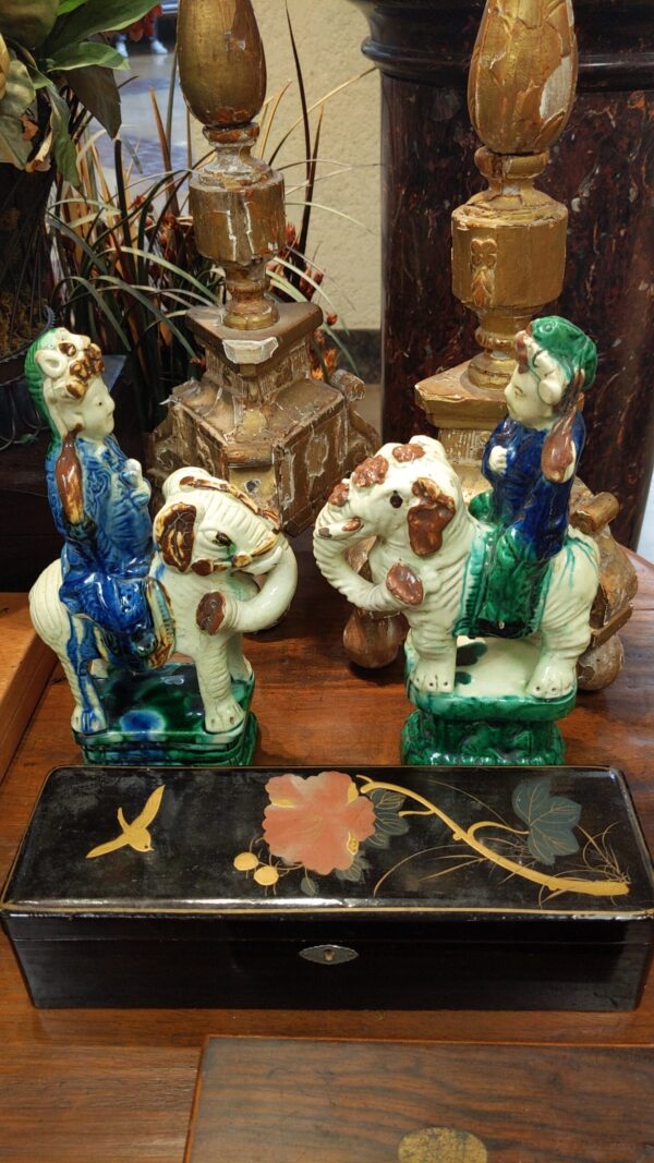 Pair of Chinese Porcelain Elephants with Rider