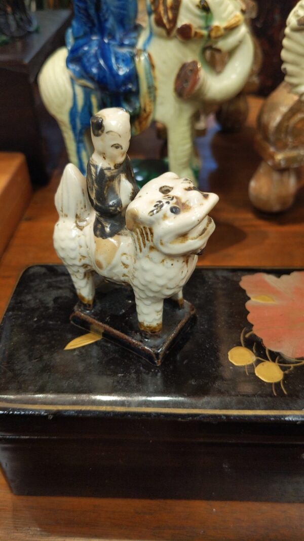 Small Chinese Porcelain Foo Dog with Rider - M.D. Antiques in Richardson and Dallas Tx.