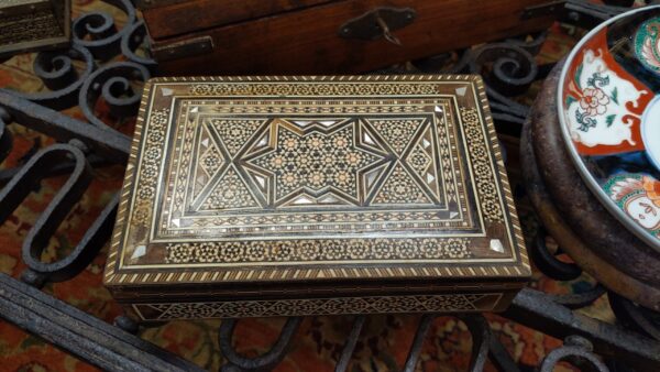 Syrian Bone and Ebony Inlaid Music and Jewelry Box - Image 2