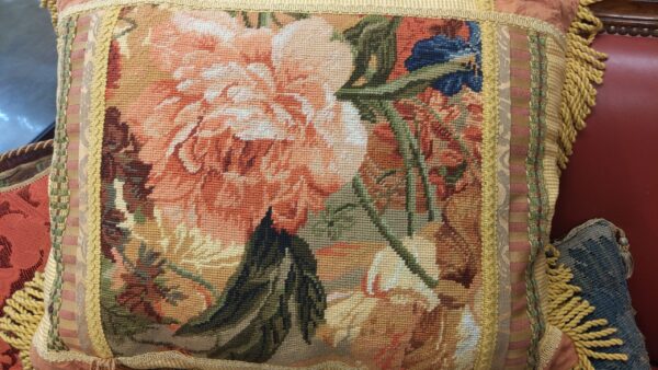 Pair of Floral Needlepoint Patchwork Pillows -