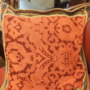 Pair of Red Damask Eurosquare Pillows - M.D. Antiques in Richardson and Dallas Tx.