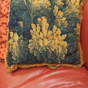 Pair of Antique Belgian Tapestry 18th Century Pillows - M.D. Antiques in Richardson and Dallas Tx.