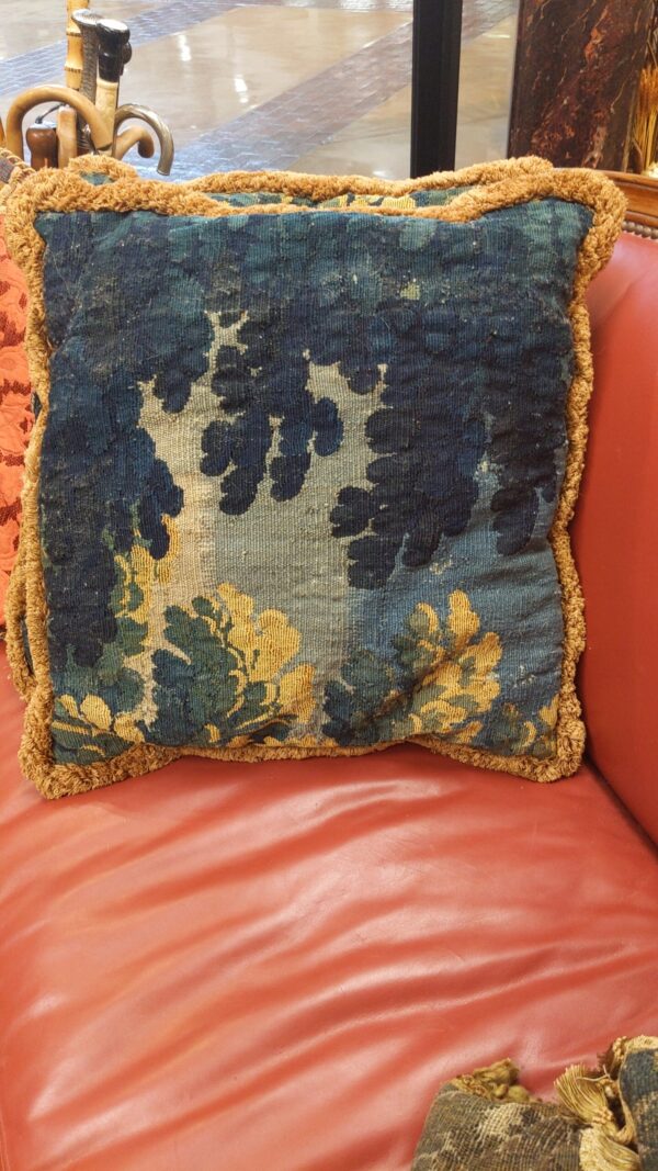 Pair of Antique Belgian Tapestry 18th Century Pillows - M.D. Antiques in Richardson and Dallas Tx.