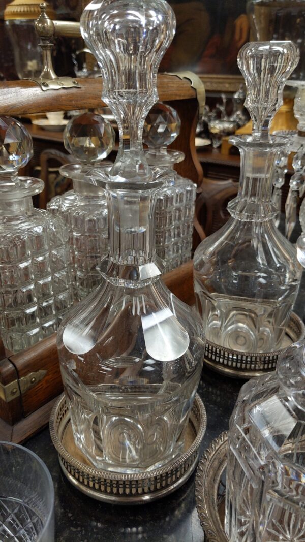 Pair of Face Cut Crystal Decanters