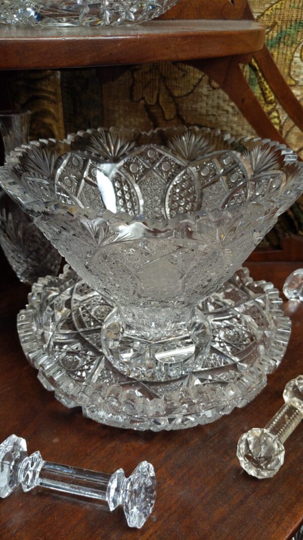 American Brilliant Cut Glass Footed Bowl - M.D. Antiques in Richardson and Dallas Tx.