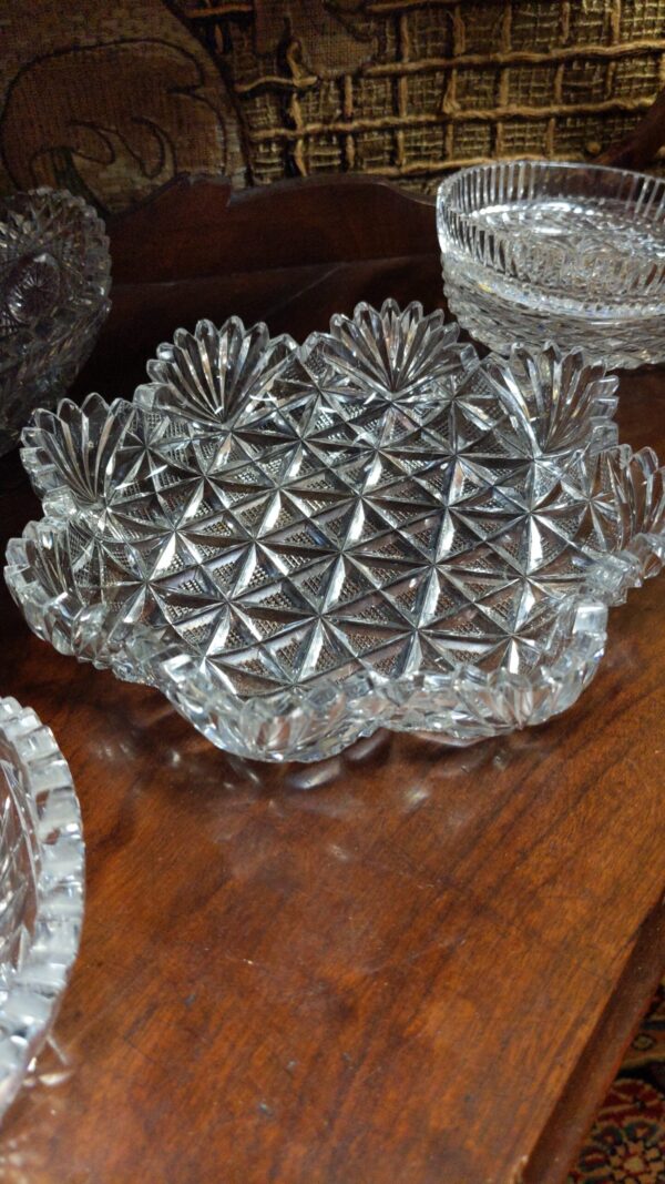 American Brilliant Cut Glass Scalloped Shallow Dish - M.D. Antiques in Richardson and Dallas Tx.