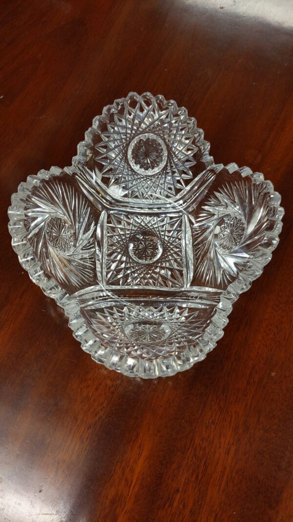 Four Lobed Cut Glass Bowl