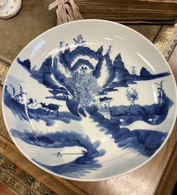 Chinese Antique Blue and White 8 inch Plate - M.D. Antiques in Richardson and Dallas Tx.