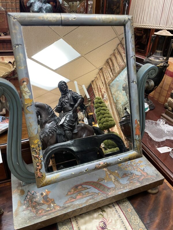 English William IV Chinoiserie Painted Gents Vanity Mirror - M.D. Antiques in Richardson and Dallas Tx.