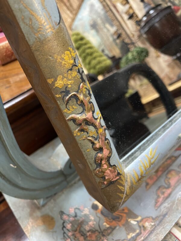 English William IV Chinoiserie Painted Gents Vanity Mirror - M.D. Antiques in Richardson and Dallas Tx.