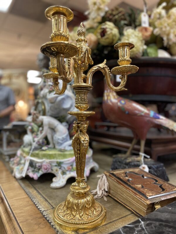 Gold Plated Candelabra - M.D. Antiques in Richardson and Dallas Tx.