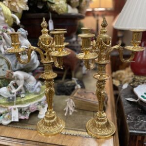 Gold Plated Candelabra - M.D. Antiques in Richardson and Dallas Tx.