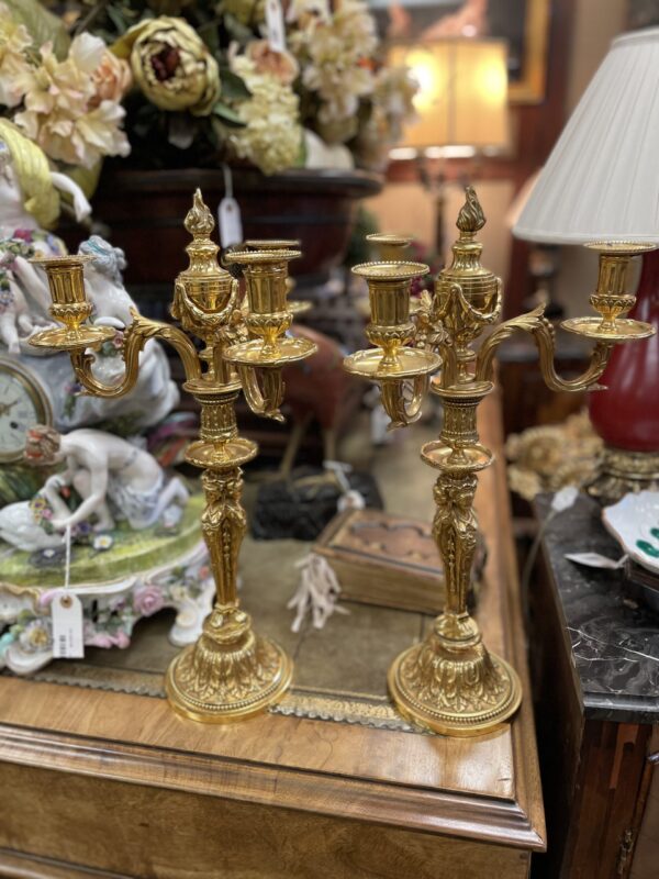 Gold Plated Candelabra - M.D. Antiques in Richardson and Dallas Tx.