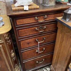 Six Drawer English Oak and Mahogany Banded Georgian Chest - M.D. Antiques in Richardson and Dallas Tx.