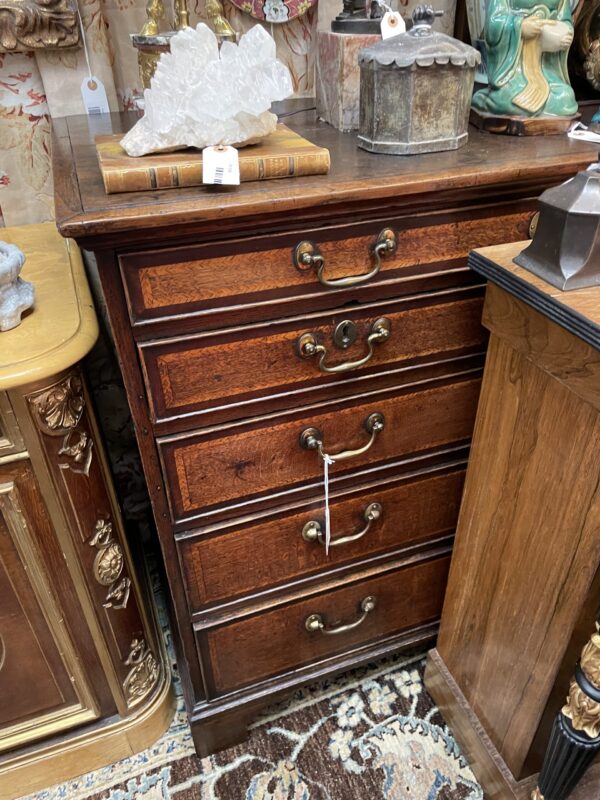 Six Drawer English Oak and Mahogany Banded Georgian Chest - M.D. Antiques in Richardson and Dallas Tx.