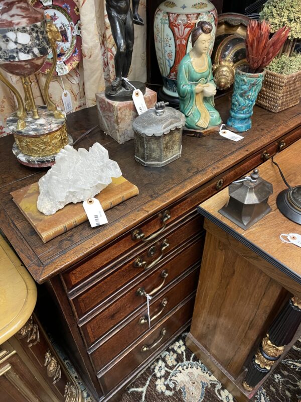 Six Drawer English Oak and Mahogany Banded Georgian Chest - M.D. Antiques in Richardson and Dallas Tx.