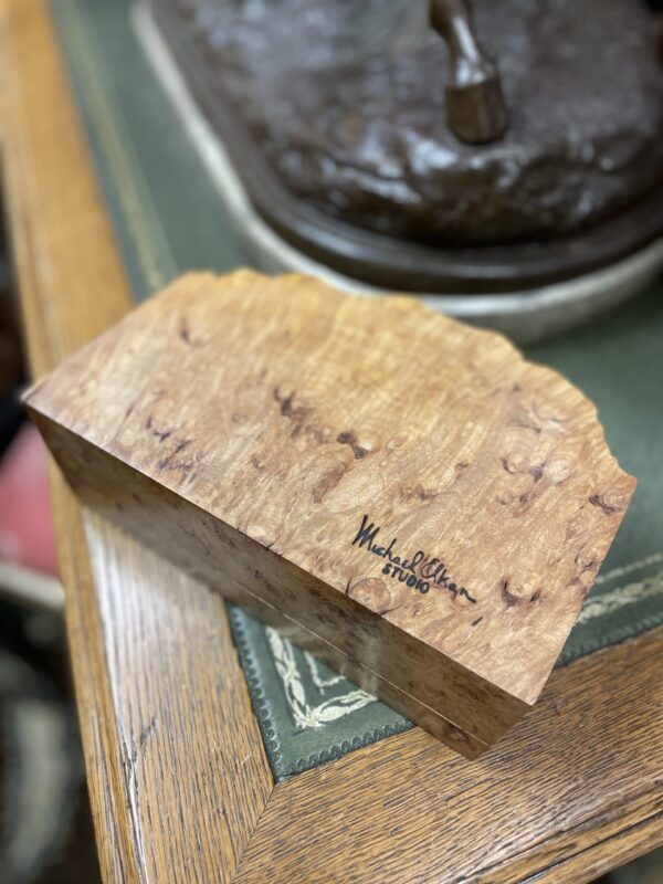 Rustic Burlwood Wooden Box with Dividers Inside - M.D. Antiques in Richardson and Dallas Tx.