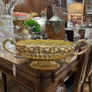 Oval Repousse Vermeil Silver Centerpiece - M.D. Antiques in Richardson and Dallas Tx.