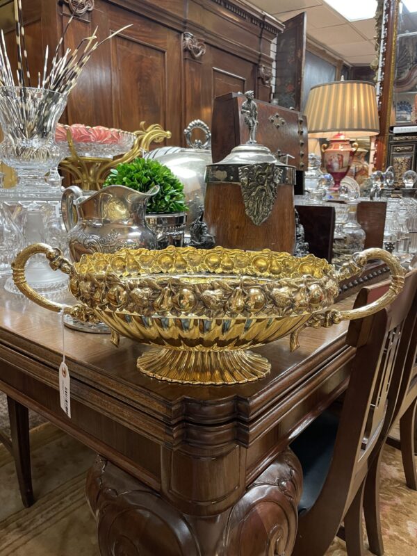 Oval Repousse Vermeil Silver Centerpiece - M.D. Antiques in Richardson and Dallas Tx.