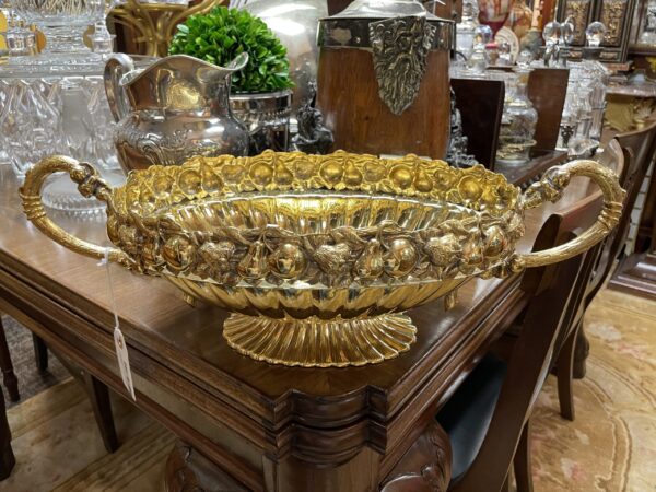 Oval Repousse Vermeil Silver Centerpiece - M.D. Antiques in Richardson and Dallas Tx.