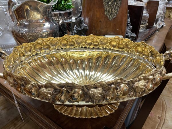 Oval Repousse Vermeil Silver Centerpiece - M.D. Antiques in Richardson and Dallas Tx.