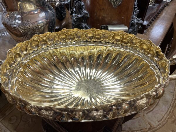 Oval Repousse Vermeil Silver Centerpiece - M.D. Antiques in Richardson and Dallas Tx.