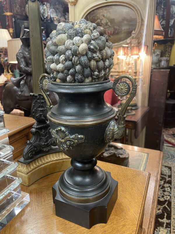 Pair of Shell and Bronze Urns - M.D. Antiques in Richardson and Dallas Tx.