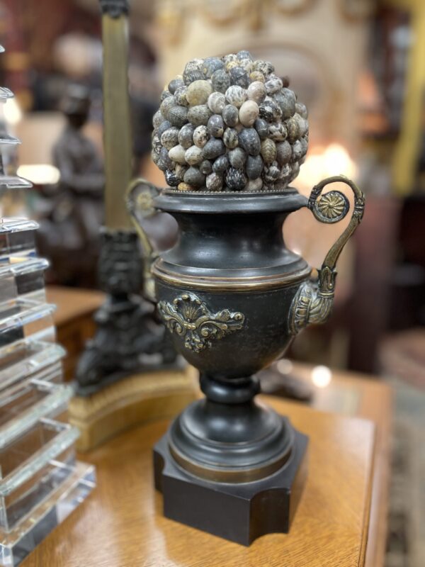 Pair of Shell and Bronze Urns - M.D. Antiques in Richardson and Dallas Tx.