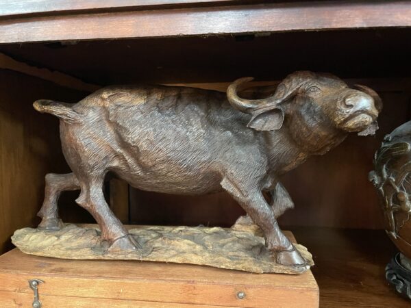 Carved Wood Figure of a Cape Buffalo - Image 2