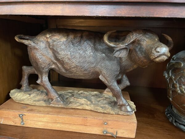 Carved Wood Figure of a Cape Buffalo