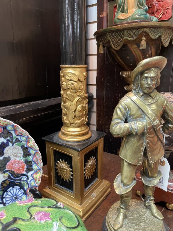 Pair of Black and Gold Painted Neoclassical Lamps