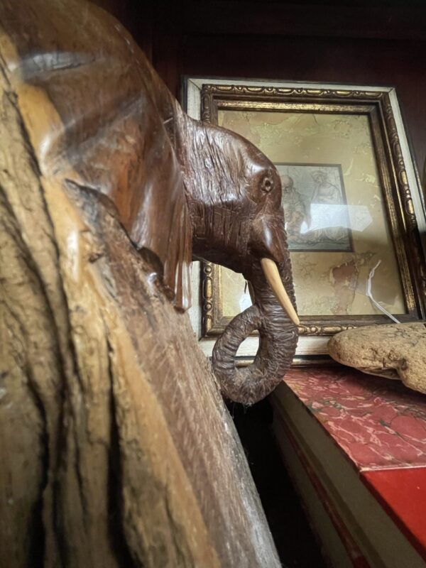 Pair of Carved Wood Elephant Book Ends - Image 2