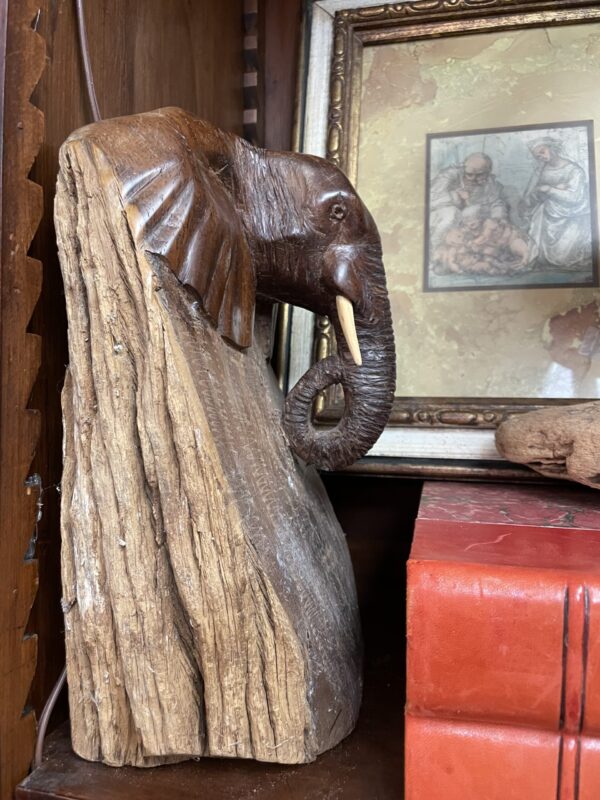 Pair of Carved Wood Elephant Book Ends - Image 3