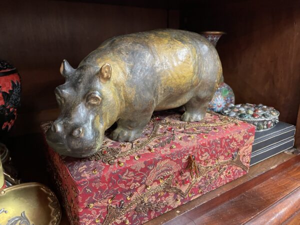 Clay Hippopotamus - M.D. Antiques in Richardson and Dallas Tx.