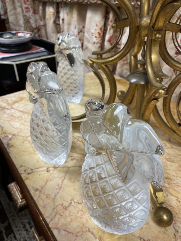 A Group of 4 Baccarat Clear and Frosted Glass Ananas Pineapple Paperweights, 20th century - M.D. Antiques in Richardson and Dallas Tx.