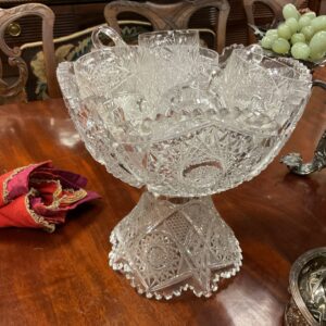 American Brilliant Cut Glass Punch Bowl and Ten Cups - M.D. Antiques in Richardson and Dallas Tx.