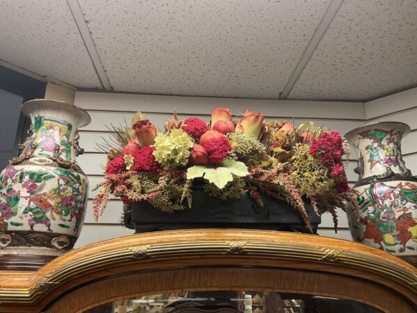 Dried Flower Arrangement in Japanese Bronze Container