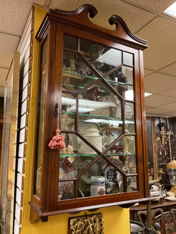 English Mahogany Edwardian Wall Hung Display Cabinet