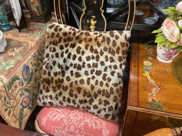 Faux Leopard Fur Pillow - M.D. Antiques in Richardson and Dallas Tx.