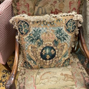 French 19th Century Regencee Needlepoint Armchair - M.D. Antiques in Richardson and Dallas Tx.