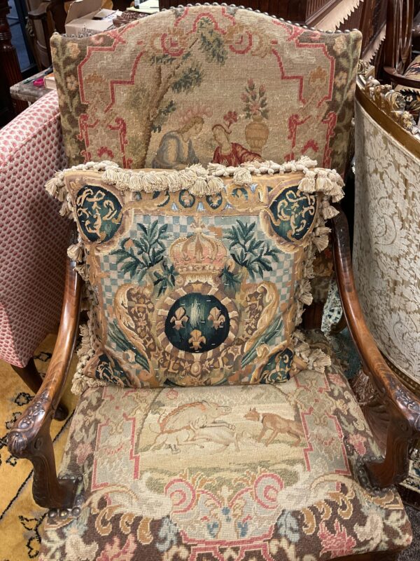 French 19th Century Regencee Needlepoint Armchair -