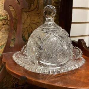 American Brilliant Cut Glass Butter Dome and Tray - M.D. Antiques in Richardson and Dallas Tx.