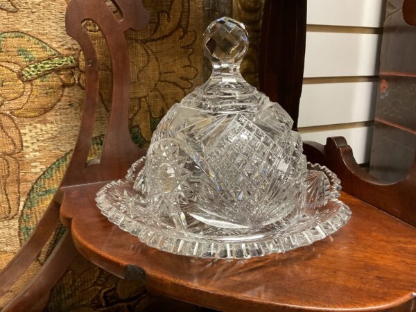 American Brilliant Cut Glass Butter Dome and Tray - M.D. Antiques in Richardson and Dallas Tx.