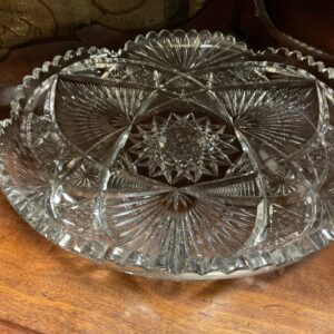 American Brilliant Cut Shallow Glass Tray - M.D. Antiques in Richardson and Dallas Tx.