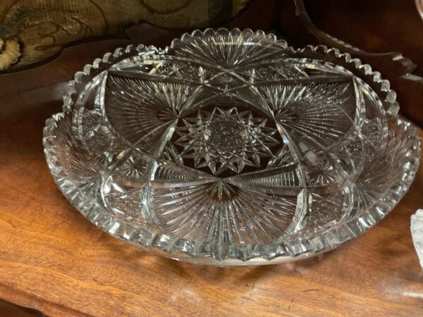 American Brilliant Cut Shallow Glass Tray - M.D. Antiques in Richardson and Dallas Tx.