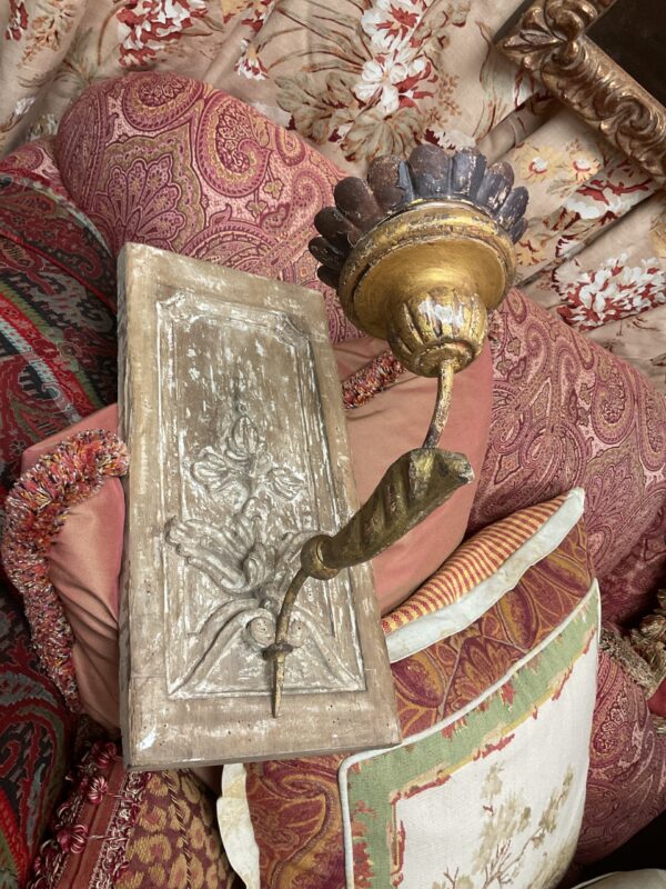 Pair of Carved Wood and Gilt Sconces