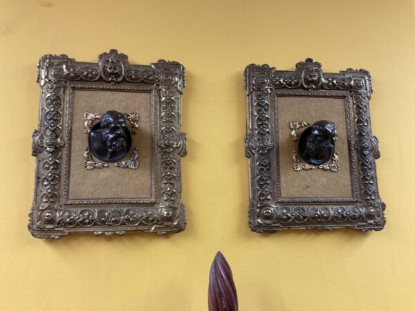 Pair of Bronze and Brass Repousse Plaques